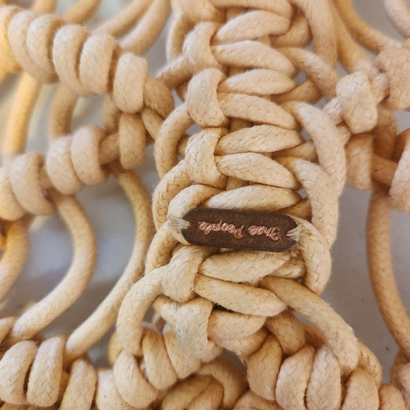 Free People Esmerelda Macrame Boho Tote Bag Purse Bohemian 1970s 70s Style Beach - Picture 4 of 8